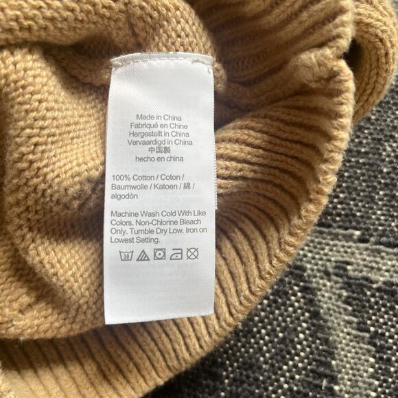 Crewcuts Girls Tan/ Camel Ruffleneck Bauble Sweater 100% Cotton Size Medium - Picture 5 of 5